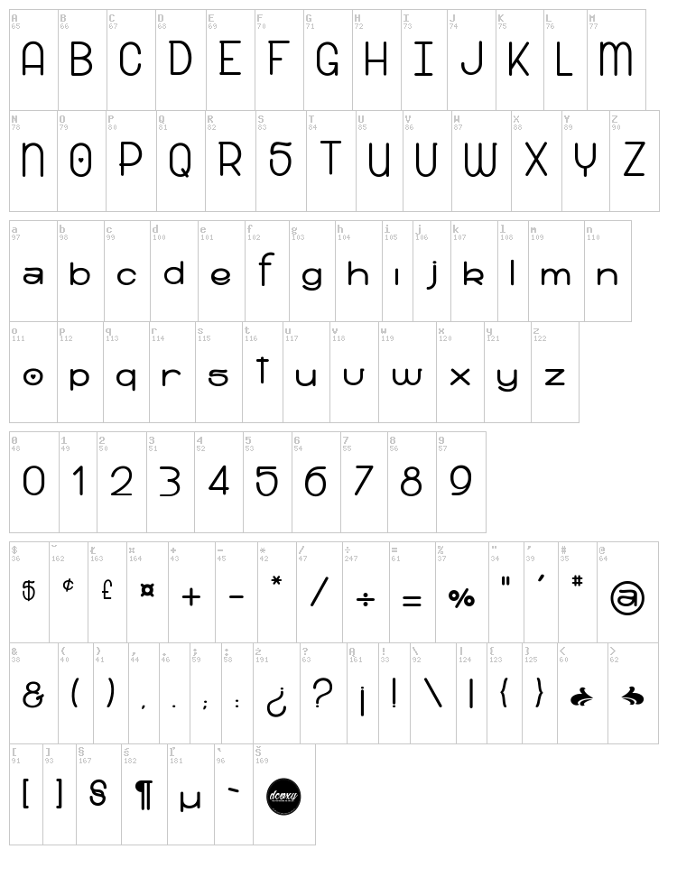 Snow Riders font map